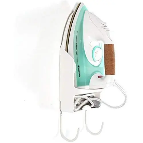 MOOUS Electric Iron Holder Wall Mounted Ironing Board Hanger Hook Ironing Holder Rack Space Saving for Hotel Home Bathroom RVs Campers Apartments(White)