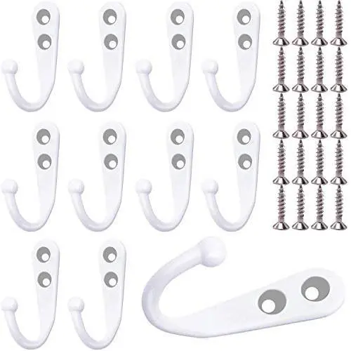 HiGift 10 Pieces Wall Mounted Coat Hooks Robe Hooks Cloth Hangers Coat Hangers Coat Hooks Rustic Hooks and 25 Pieces Screws for Bath Kitchen Garage Single Coat Hangers (White Color) HiGift 10 Pieces Wall Mounted Coat Hooks Robe Hooks Cloth Hangers Coat Hangers Coat Hooks Rustic Hooks and 25 Pieces Screws for Bath Kitchen Garage Single Coat Hangers (White Color)