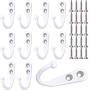HiGift 10 Pieces Wall Mounted Coat Hooks Robe Hooks Cloth Hangers Coat Hangers Coat Hooks Rustic Hooks and 25 Pieces Screws for Bath Kitchen Garage Single Coat Hangers (White Color)