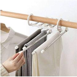 Modern 5-in-1 Portable Multi-Function Stainless Steel Pants Pants Hanger 5pcs Random Color Hanger Clothes Black and White Hangers