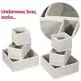 DIOMMELL Foldable Cloth Storage Boxes Closet Dresser Drawer Organizer Fabric Baskets Bins Containers Divider for Clothes Underwear Bras Socks Lingerie Clothing,Set of 11 Grey 245