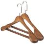 Aviat 2PCs Wooden Suit Hangers,High-Grade Solid Wood Coat Hangers Non Slip Pants Bar-Smooth Finish Standard Coat Hanger Precisely Cut Notches for Jacket,Pant,Suit,Shirts,Skirts Clothes Hangers (E)