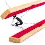 HANGERWORLD 15 Natural Wooden 9.8inch Clamp Clothes Garment Pant Skirt Hangers Felt Lining