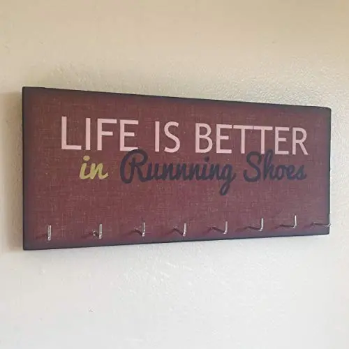 Race Medal Holder/Running Medal Hanger - LIFE IS BETTER IN RUNNING SHOES. Wood Wall Mounted Medal Organizer Race Medal Holder/Running Medal Hanger - LIFE IS BETTER IN RUNNING SHOES. Wood Wall Mounted Medal Organizer