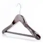HANGERWORLD 10 Mahogany 17.7inch Wooden Coat Clothes Garment Non Slip Pants Bar Hangers Broad Shoulder Support