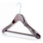 HANGERWORLD 5 Mahogany 17.7inch Wooden Coat Clothes Garment Non Slip Pants Bar Hangers Broad Shoulder Support