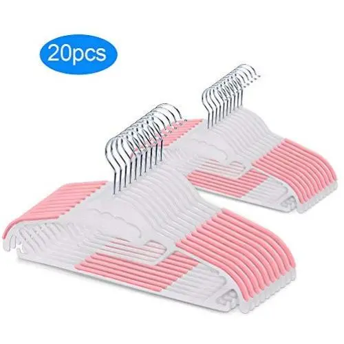 S-shaped Lightweight Non-Slip Durable Clothes Hangers, 20 Packs, 360° Swivel Hook, Strap Hooks, Space Saving(Pink) S-shaped Lightweight Non-Slip Durable Clothes Hangers, 20 Packs, 360° Swivel Hook, Strap Hooks, Space Saving(Pink)