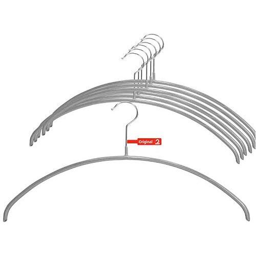 MAWA by Reston Lloyd Euro Series Non-Slip Space Saving Clothes Hanger for Shirts & Dresses, Style 40/P, Set of 10, Silver