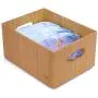 MobileVision Bamboo Storage Box, 9”x12”x 6”, Durable Bin w/Handles, Stackable - for Toys Bedding Clothes Baby Essentials Arts & Crafts Closet & Office Shelf