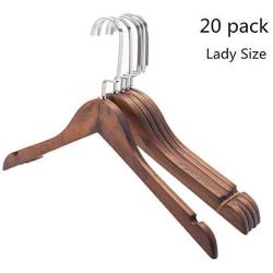 Iddefee Clothes Hanger Womens Wooden Hanger Pants Heavy Duty Hangers Suit Hangers Saving Clothing Hangers Suit Clothes for Ladies 20 Pack Pants Hangers (Color : Coffee, Size : 38cm)