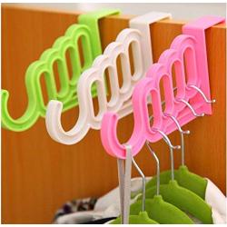 10pcs Random Color Multi-Function Home Accessories Foldable Clothes Hanger Drying Rack 5 Hole