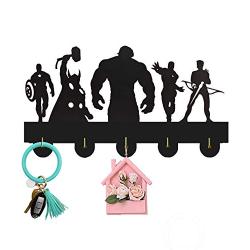 Superheros Wall Hanger Wall Hook Key Holder Wall Art with 5 Metal Hooks Decorative Key Cabinet/Childrens Room Decor