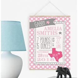 Personalized Baby Stats Sign with Hanger Available, New Baby Girl Gifts, You Choose Color