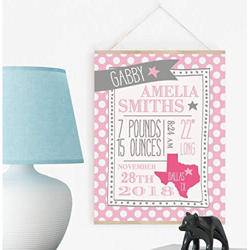 Personalized Baby Stats Sign with Hanger Available, New Baby Girl Gifts, You Choose Color