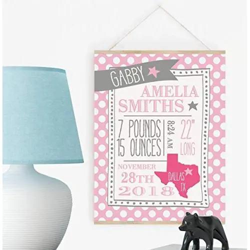 Personalized Baby Stats Sign with Hanger Available, New Baby Girl Gifts, You Choose Color Personalized Baby Stats Sign with Hanger Available, New Baby Girl Gifts, You Choose Color