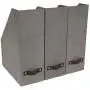 Bigso Estelle Canvas Fiberboard Upright Magazine Storage Box, 12.6 x 4.5 x 9.8 in, Grey