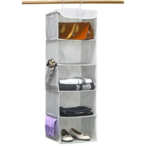 Simple Houseware 5 Shelves Hanging Closet Organizer, Gray Simple Houseware 5 Shelves Hanging Closet Organizer, Gray