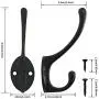 10 Pack Matte Black Coat Hooks Heavy Duty Dual Coat Hooks Wall Mounted Utility Black Not Rust Hooks for Coat, Robe, Scarf, Bag, Towel, Key, Cap, Mug Cup, Hat and More, Include 40 Pieces Screws (Black)