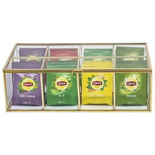 Glass Tea Boxes Organizer Sugar Packets Storage Decor 8 Grids Compartments Divided Handcrafted Brass Metal Frame Jewelry Counter Top Display Case Large, Glass Boxes Only Glass Tea Boxes Organizer Sugar Packets Storage Decor 8 Grids Compartments Divided Handcrafted Brass Metal Frame Jewelry Counter Top Display Case Large, Glass Boxes Only