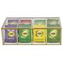 Glass Tea Boxes Organizer Sugar Packets Storage Decor 8 Grids Compartments Divided Handcrafted Brass Metal Frame Jewelry Counter Top Display Case Large, Glass Boxes Only