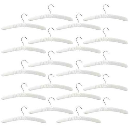 Harbour Housewares Luxe Padded Satin Clothes Hangers - Cream - Pack of 20