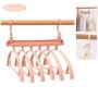HJYPYJ Magic Hanger,6 in 1 Folding Hanger,Horizontal and Vertical Double Hook Space-Saving Organizer Hangers, Rotate/Pink / 6 pcs
