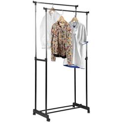 Genuine store Garment Racks, Double Rail Adjustable Rolling Clothing Laundry Rack - Heavy Duty Clothes Hangers with Wheels - Easy to Assemble