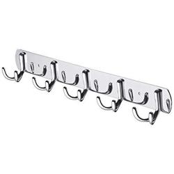 E-UNIONA Stainless Steel Wall Mounted 5 Double-Hook Organizer Rack Heavy Duty Robe Coat Clothes Hat Hanger Organizer Rack