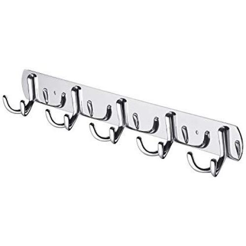 E-UNIONA Stainless Steel Wall Mounted 5 Double-Hook Organizer Rack Heavy Duty Robe Coat Clothes Hat Hanger Organizer Rack