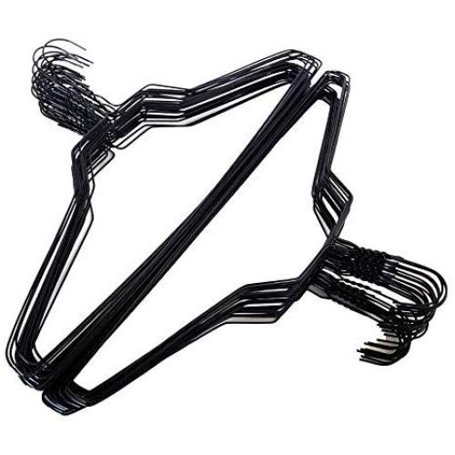 100 Black Wire Hangers 18" Standard Clothes Hangers (100, Black)