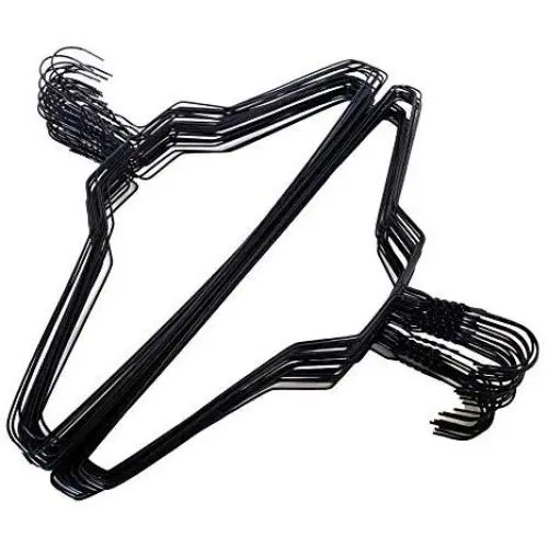 100 Black Wire Hangers 18" Standard Clothes Hangers (100, Black) 100 Black Wire Hangers 18" Standard Clothes Hangers (100, Black)