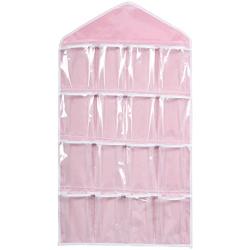 Hanging Organizer, Gotd 16 Pockets Clear Hanging Bag Socks Bra Underwear Rack Hanger Storage Organizer (Pink)