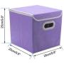 uxcell Collapsible Fabric Storage Bins Cubes Baskets Containers with Dual Plastic Handles, Foldable Fabric Drawer Organizer Storage Boxes with Lid for Home Closet Bedroom Purple