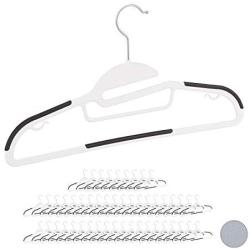 Relaxdays Clothes Hanger Set, Pants Rail, Dresses, Skirt, Tie Holder, Non-Slip, 360° Swivel, Pack of 50, White, one Size