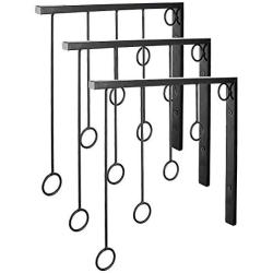 Kernorv Wall Clothing Rack, Wall Garment Racks 5 Rings Hanging Clothing Garment Rack (Set of 3, Black)