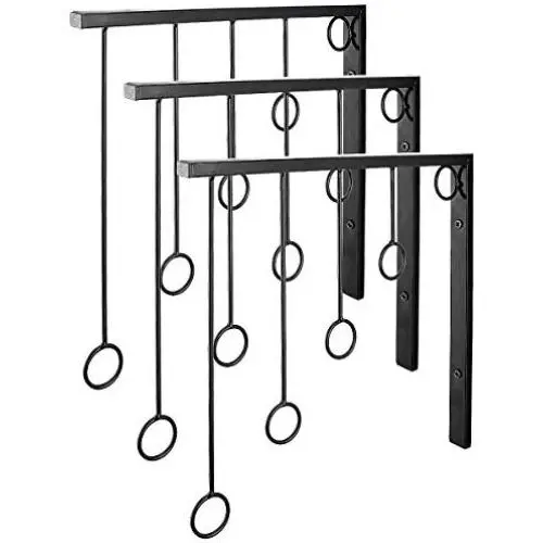 Kernorv Wall Clothing Rack, Wall Garment Racks 5 Rings Hanging Clothing Garment Rack (Set of 3, Black)