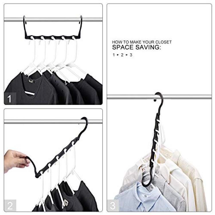 HOUSE DAY Space Saving Hangers Black, Smart Closet Organizer Space