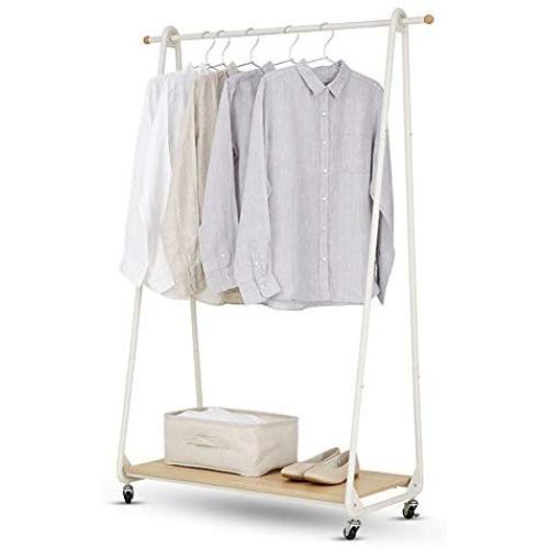 ZEMIN Floor Standing Coat Rack Clothes Hat Stand Hanger Hooks Rod Shelf Stoarge Simple Nordic Style Iron, White, 2 Styles Available (Color : A)