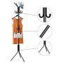 LENTIA Standing Entryway Coat Rack Hall Tree Black Coat Rack with 12 Hooks Free Standing for Umbrella Hat Jacket Hanger Holder Metal and Black