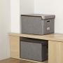 Large File Boxes with Lid [4-Pack] Filing Boxes Large Collapsible Linen Fabric Filing Storage Bin Organizer Decorative,Letter Legal Size,Gray,Office(15&quotL x 12.2&quotW x 10.75&quotH)