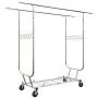 LANGRIA Heavy Duty Rolling Commercial Double Rail Clothing Garment Rack with Wheels Expandable Rods Collapsible Clothes Rack Max Load Capacity 287 lbs. for Bedroom Dressing Room Store (Chrome) LANGRIA Heavy Duty Rolling Commercial Double Rail Clothing Garment Rack with Wheels Expandable Rods Collapsible Clothes Rack Max Load Capacity 287 lbs. for Bedroom Dressing Room Store (Chrome)