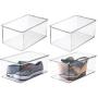mDesign Stackable Closet Plastic Storage Bin Boxes with Lid - Container for Organizing Mens and Womens Shoes, Booties, Pumps, Sandals, Wedges, Flats, Heels and Accessories - 5" High, 4 Pack - Clear mDesign Stackable Closet Plastic Storage Bin Boxes with Lid - Container for Organizing Mens and Womens Shoes, Booties, Pumps, Sandals, Wedges, Flats, Heels and Accessories - 5" High, 4 Pack - Clear