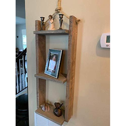 Rustic Shelf - Rope Hanger - Reclaimed Wood