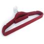 Longlaster 10pcs 450.524.5 Plastic Flocking Clothes Hangers with Rail Wine Red