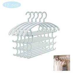 HJYPYJ Magic Clothes Hanger, Detachable Pants Hangers, Home No Trace Non-Slip Space Saving Hanger Organiser/Blue / 12 Pcs