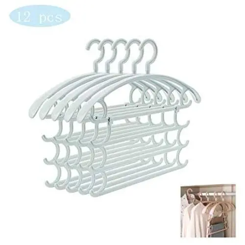 HJYPYJ Magic Clothes Hanger, Detachable Pants Hangers, Home No Trace Non-Slip Space Saving Hanger Organiser/Blue / 12 Pcs HJYPYJ Magic Clothes Hanger, Detachable Pants Hangers, Home No Trace Non-Slip Space Saving Hanger Organiser/Blue / 12 Pcs
