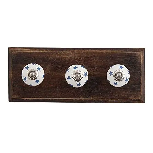 IndianShelf Handmade 1 Piece Slate Blue Star Ceramic Wooden Artistic Rust Free Wall Hooks/Cloth Coats Hangers/Keys Holders IndianShelf Handmade 1 Piece Slate Blue Star Ceramic Wooden Artistic Rust Free Wall Hooks/Cloth Coats Hangers/Keys Holders