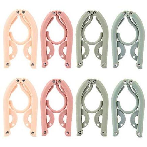 MOMSIV Foldable Travel Hangers - 8pcs Portable Clothes Hangers Non-Slip Lightweight Drying Rack for Travel and Home Use (Random Color)