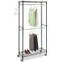Whitmor Supreme Double Rod Garment Rack Rolling Clothes Organizer - Black with Chrome
