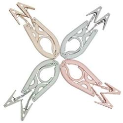 Travel Hangers Folding Hangers with 8 Clips Portable Clothes Hangers, Non-Slip, Lightweight for Home and Travel, 4 PCS